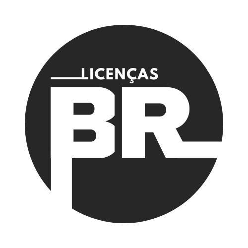Logotipo circular Licenças BR em fundo escuro
